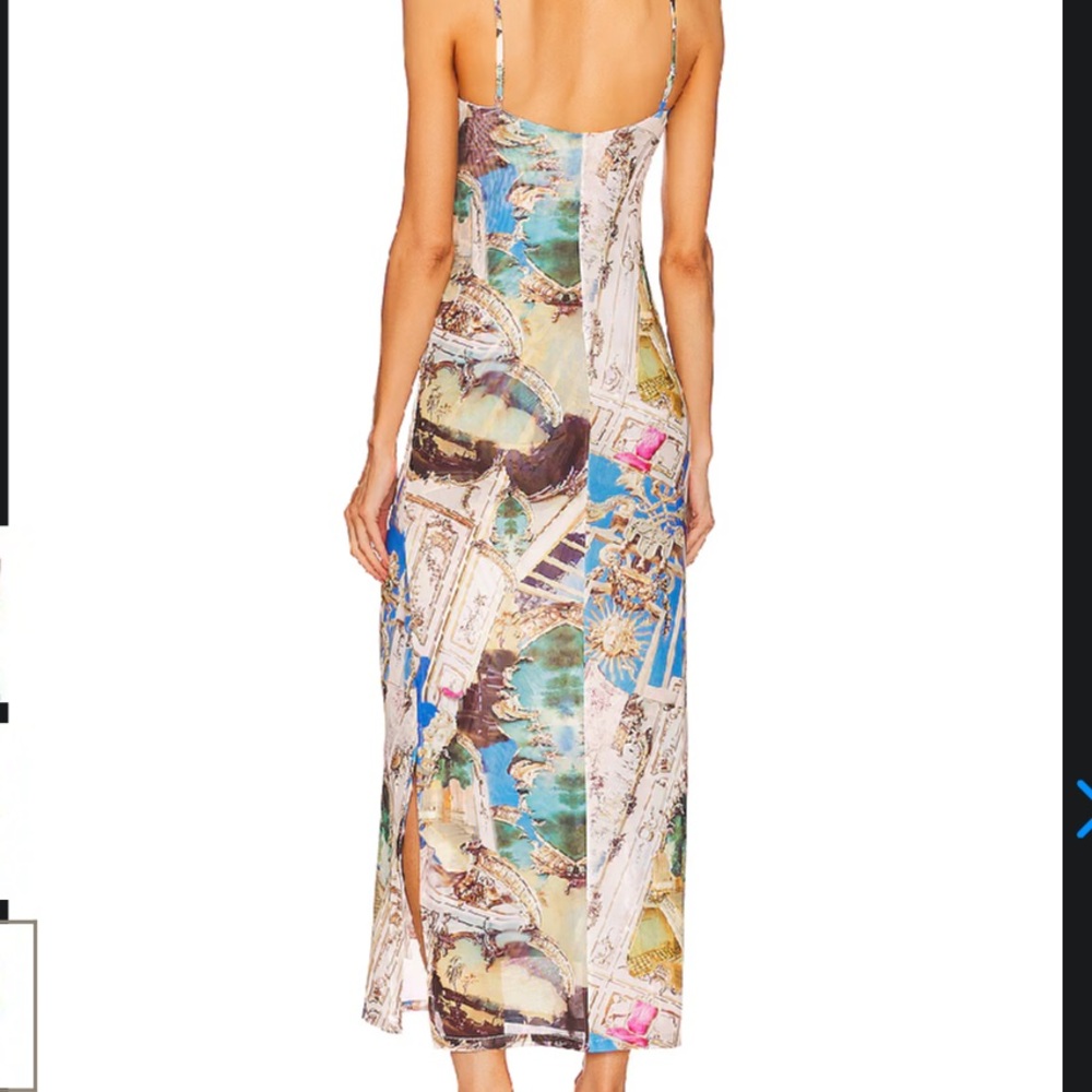 Miaou Multicolor Printed Slip Maxi Dress - Blue, Pink, Cream - Picture 3 of 7
